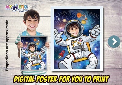 Astronaut Poster, Astronaut Decoration, Astronaut Wall Decor, Child Astronaut Decor, Universe Poster, Milky Way poster, Astronaut Gifts. 493