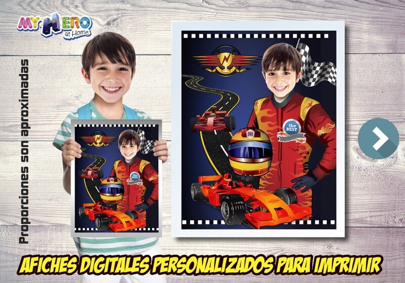 Afiche Personalizado de Carros de Carrera, Decoración Carrera Carros, Fiesta Carrera Carros. 494SP