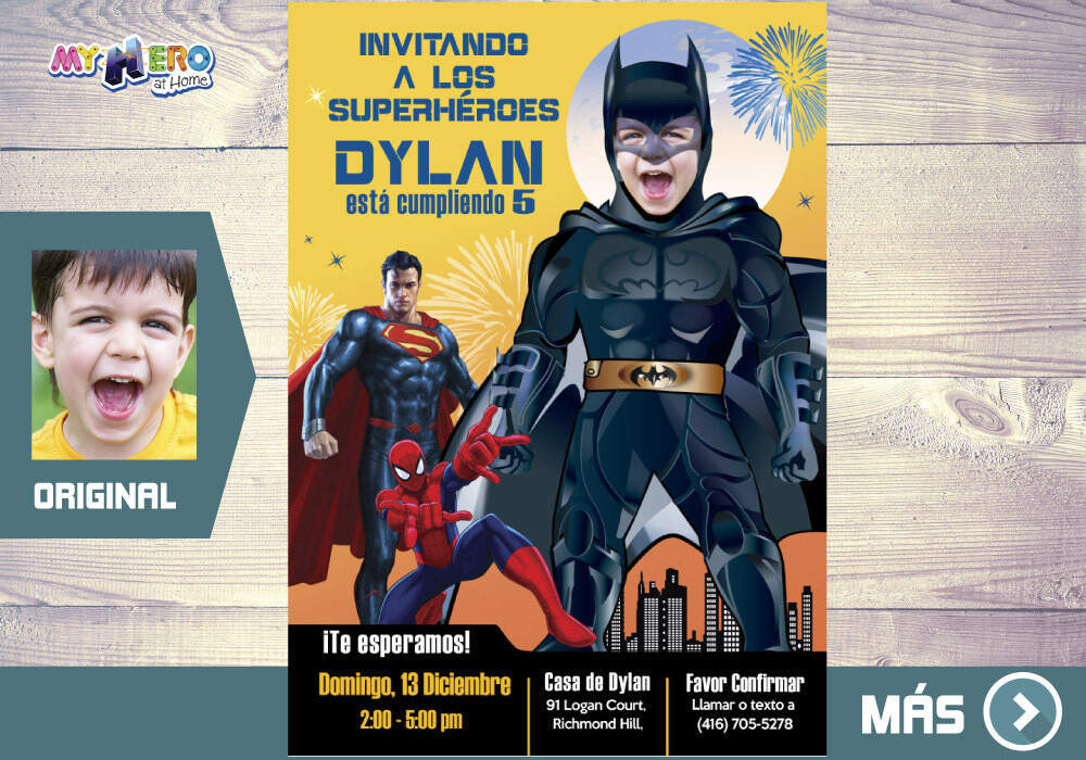 Batman Invitación Cumple, Fiesta tema Batman, Invitacion Digital de Batman, Cumpleanos Batman Superheroes. 064SP