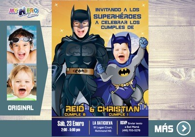 Batman Invitación Conjunta, Fiesta de Batman, Invitacion Conjunta Digital de Batman, Cumpleanos equipo Batman. 071SP