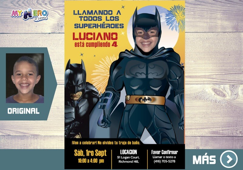 Batman Invitación de Cumple, Fiesta tematica Batman, Invitacion Digital Batman, Cumpleanos Batman. 063SP