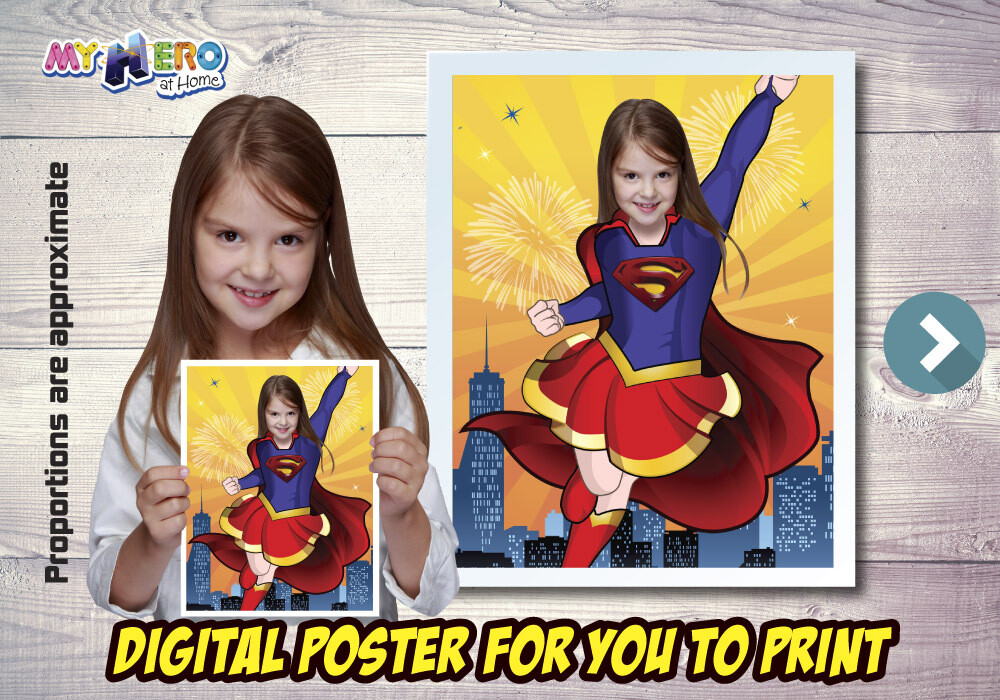 Supergirl Poster, Supergirl Decoration, Supergirl Art, Supergirl Gifts Fans, Supergirl Wall, Super Hero Girls Decor, Supergirl Party. 515