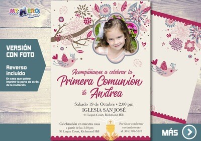 Invitacion para Primera Comunion para Ninas. 1era Comunion Invitacion. Invitacion 1era comunion. 386SP