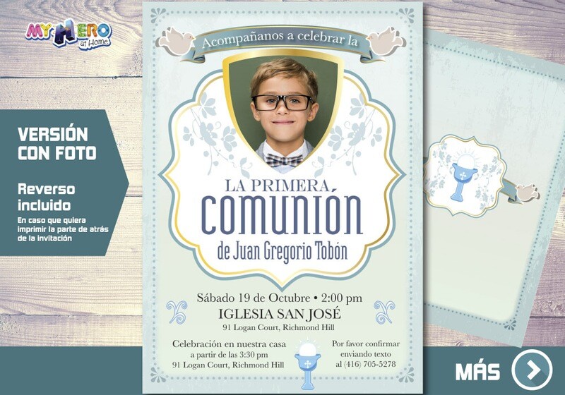 Invitacion para Primera Comunion para Ninos. 1era Comunion Invitacion. Invitacion 1era comunion. 379SP