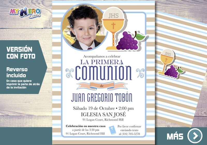 Invitacion para Primera Comunion para Ninos. 1era Comunion Invitacion. Invitacion 1era comunion. 381SP