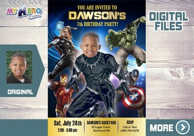 Black Panther Digital Invitation, Black Panther Birthday, Black Panther Thank You, Black Panther favor tags, Wakanda forever party. 170