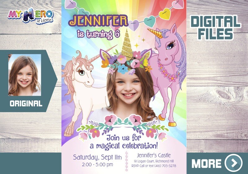 Unicorns Birthday Invitation, Unicorns theme Party, Unicorns digital, Unicorns Party favors, Unicorns giveaway, Unicorns Bday Invite. 286