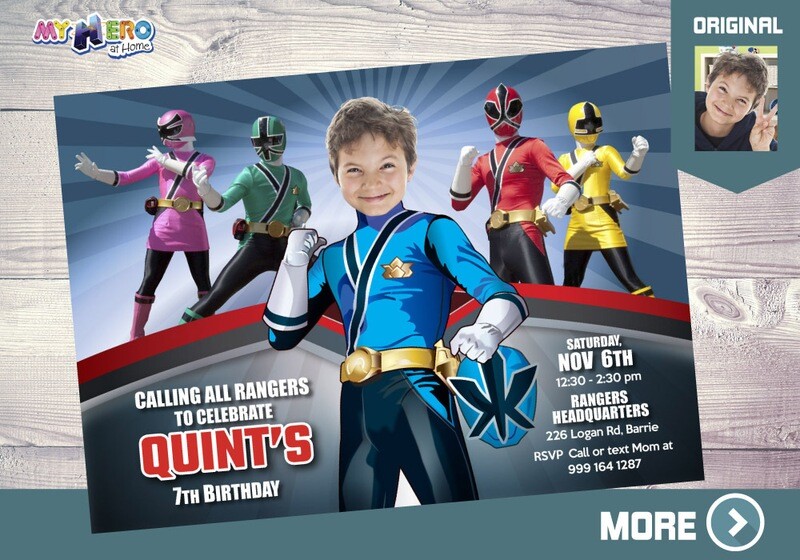 Blue Power Rangers Birthday Invitation, Blue Power Ranger Party, Power Rangers Theme party, Blue Rangers Digital Invitation. 216