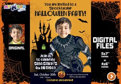Black Panther Halloween Party, Black Panther Digital Invitation, Avengers Halloween Invitation, Black Panther Bday Halloween. 466D