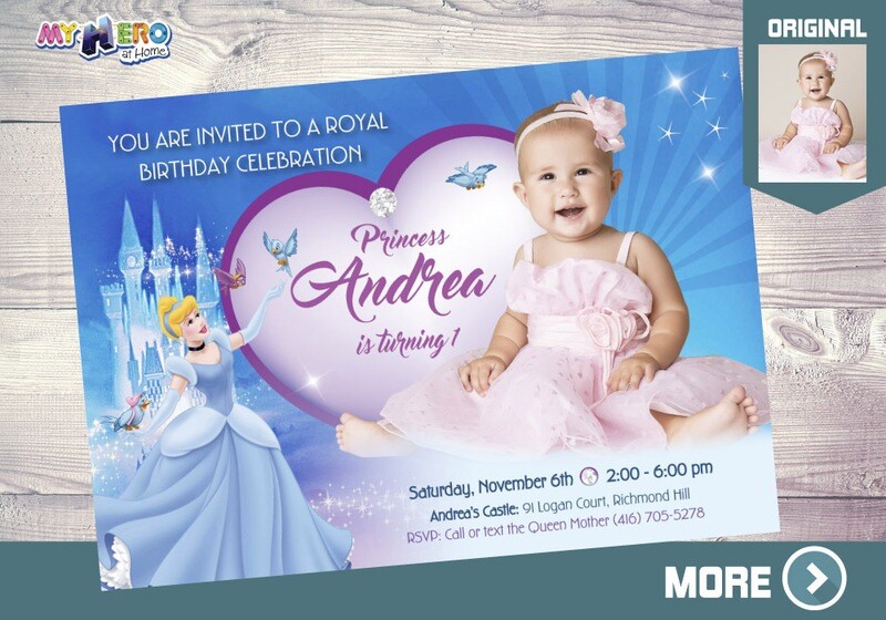 Cinderella 1st Birthday Invitation, Baby Cinderella Party Invitation, Cinderella thank you, Cinderella digital, Cinderella favor tags. 261