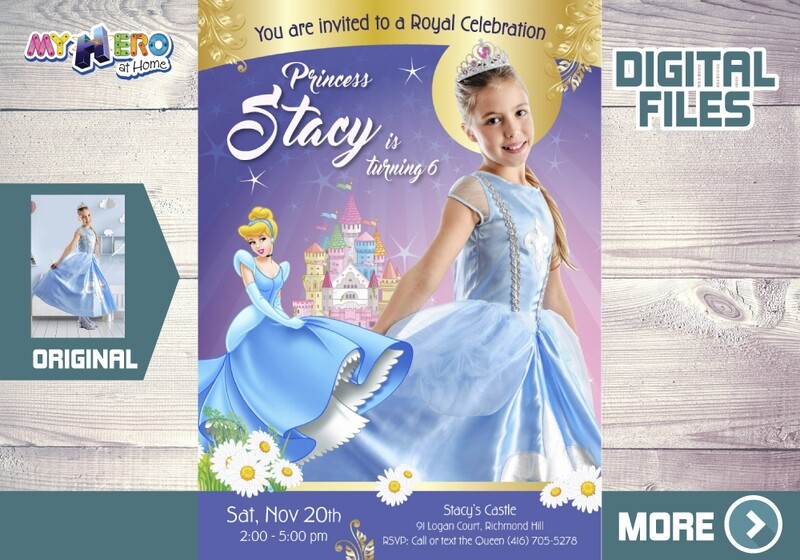 Cinderella Bday Invitation, Cinderella Photo Invitation, Cinderella Birthday, Cinderella Party, Cinderella Favors, Fiesta Cenicienta. 258