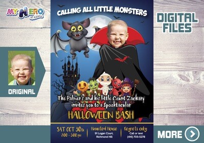 Little Dracula Halloween Invitation, Little monsters Halloween, Dracula Halloween Party, Dracula theme party, Dracula Digital Invite. 315