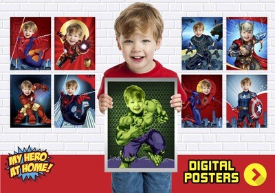 Personalized Super heroes Posters, Hulk gift, Spiderman gift, Ironman gift, Thor gift, Captain America gift, Black Panther gift, Miles Morales gift. 462B