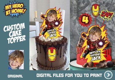 Ironman Cake topper, Ironman cake decoration, Ironman personalized cake, Ironman DIY cake. 537