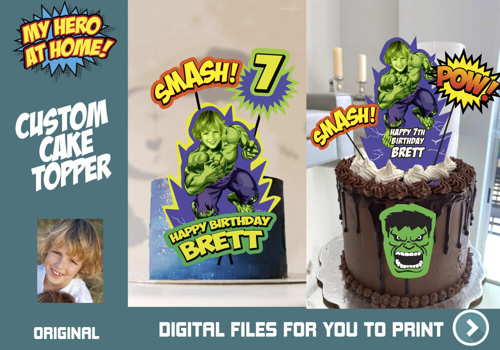 Hulk Cake topper, Hulk printable cake topper, Hulk cake decoration, Avengers cake topper, the hulk personalized cake topper, Hulk Party decor, Hulk DIY Party. 533
