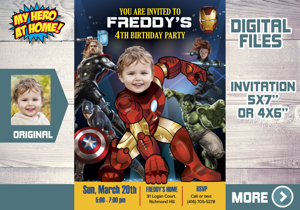 Iron man Avengers Birthday Invitation, Iron man Party, Iron Man Birthday Ideas, IronMan Digital, Ironman Invitation. 099C
