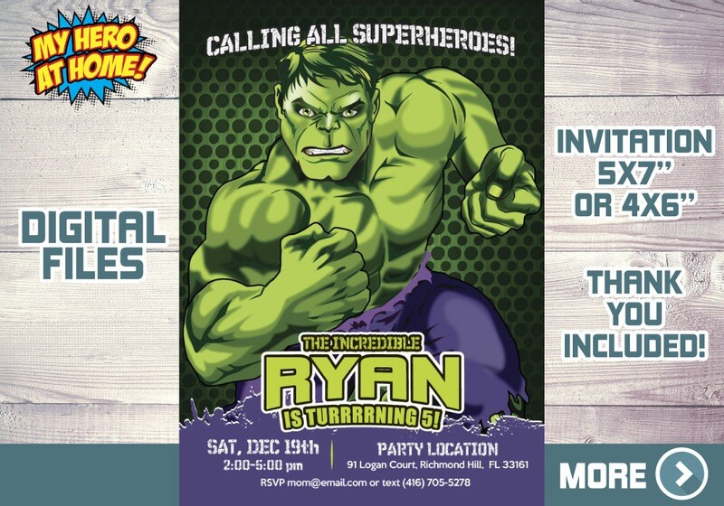 Hulk Birthday Invitation, Hulk Digital, Hulk Party Invitation, Hulk Virtual, Invitacion Hulk, Hulk Thank you, Hulk Favors tags. 089NF