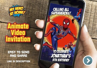 Iron Spider Video Invitation, Iron Spiderman Animated Invitation, Iron Spider theme party, Spiderman Video Invitation. 564