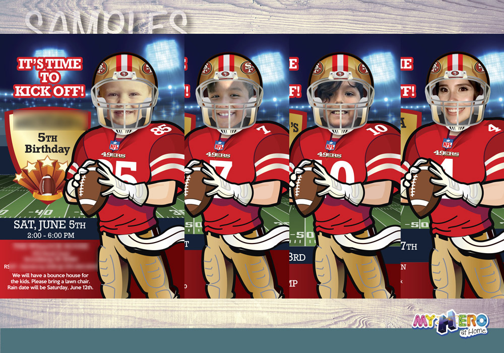 San Francisco 49ers Ticket Style Sports Party Invitations – Sports Invites