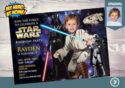 Jedi Birthday Invitation, Jedi training theme Party, Jedi Digital Invitation, Jedi Thank You, Jedi party favors, Jedi Invitation. 005C