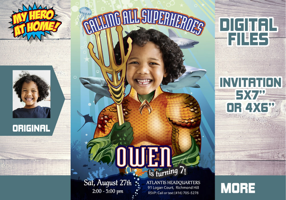 Aquaman Birthday Invitation, Aquaman theme Party, Atlantis Party, Aquaman Party, Aquaman Digital, Aquaman Decor. 194