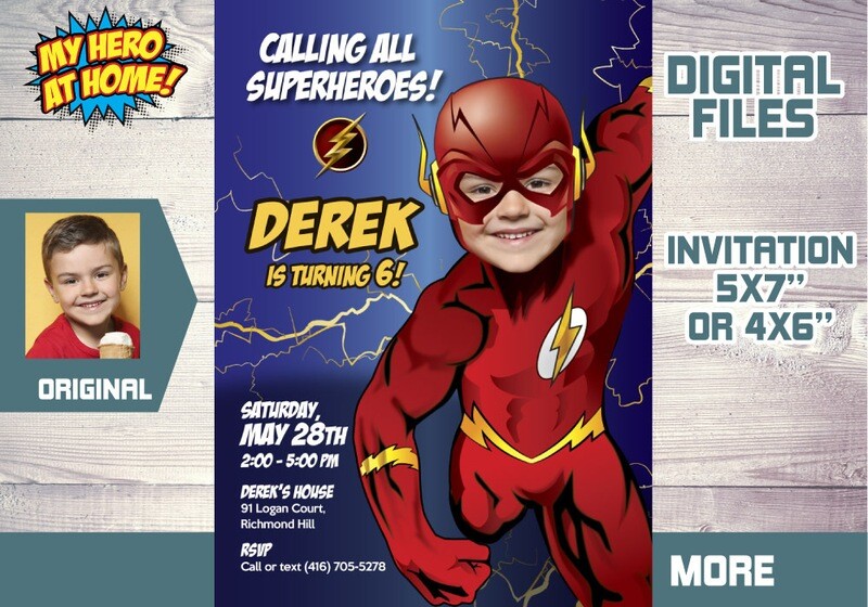 Flash invitation. Flash party Invitation. Flash themed birthday.