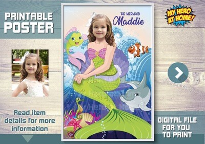 Mermaid Poster, Mermaid Decoration, Mermaid Wall, Mermaid party, Mermaid Art poster, Mermaid Gifts. 512