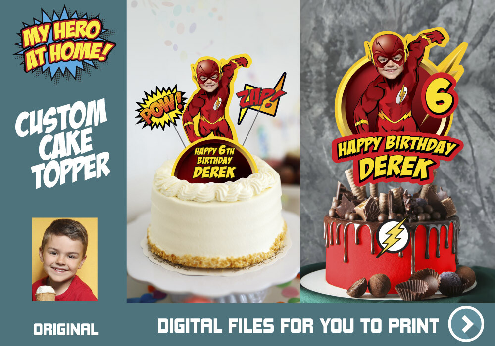 Flash Cake topper, Flash printable cake topper, Flash cake decoration, Flash cupcakes, Flash personalized cake topper, Flash DIY cake. 535