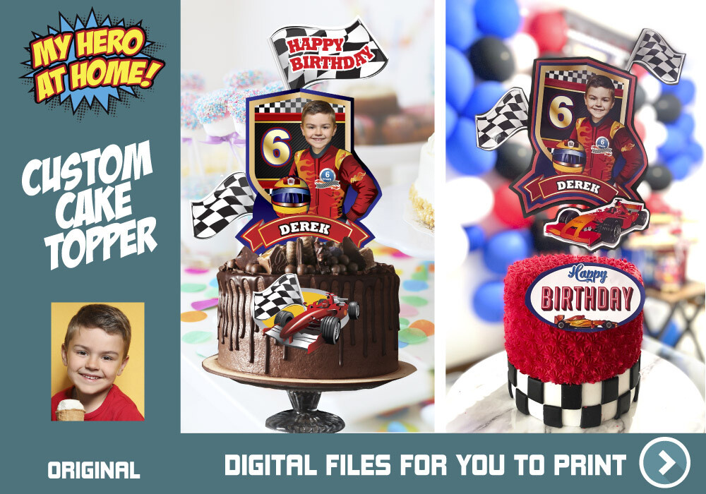 Race Car Cake topper, Race Car decor, Race Car printable cake, Race Car DIY cake, Hot wheels Cake topper. 590