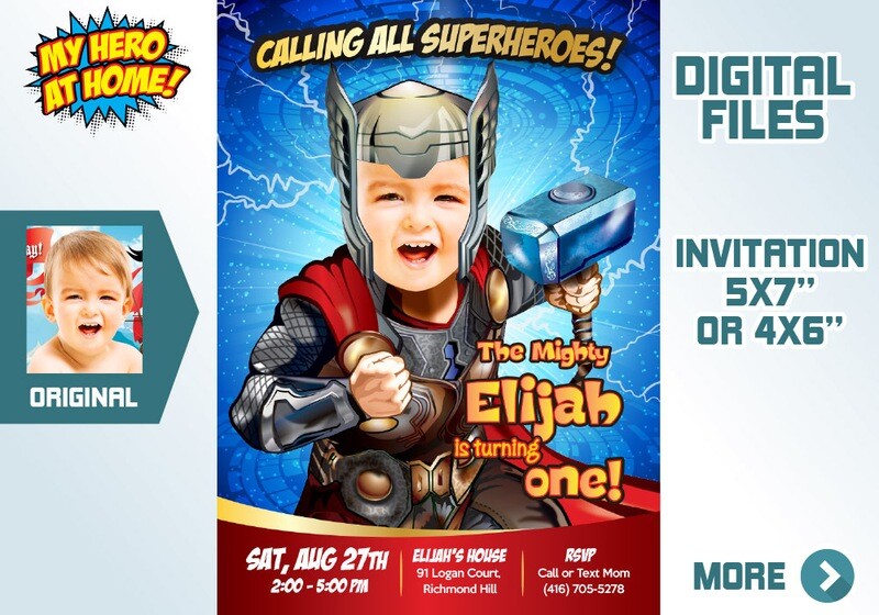 Thor 1st Birthday Invitation, Baby Thor Birthday, Thor 1st Party, Baby Thor birthday, Thor Invitation, Thor 1st bday template, Baby Thor party. 417