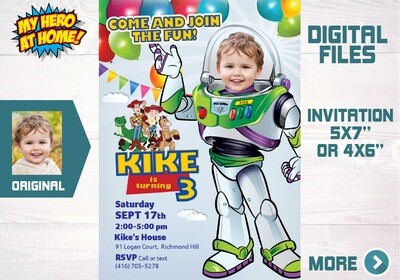 Buzz Lightyear Invitation, Toy Story Party, Buzz Lightyear Birthday, Buzz Lightyear Digital, Lightyear Thank You. 603