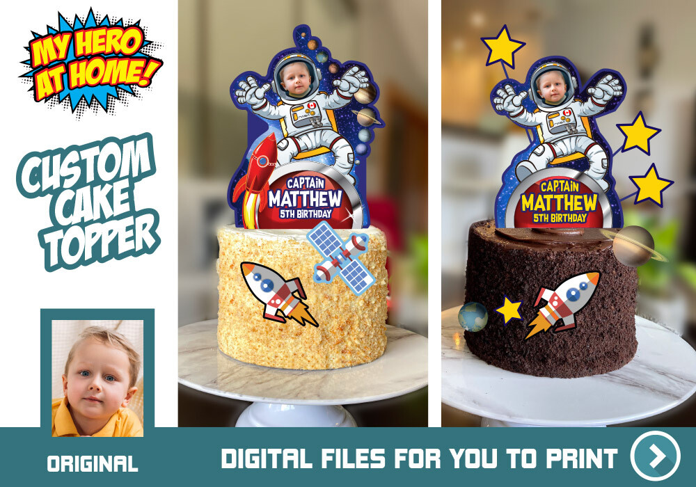 Astronauts Cake topper, Astronauts cake decoration, Astronauts cupcakes, Astronauts personalized cake, Astronauts DIY Party. 539