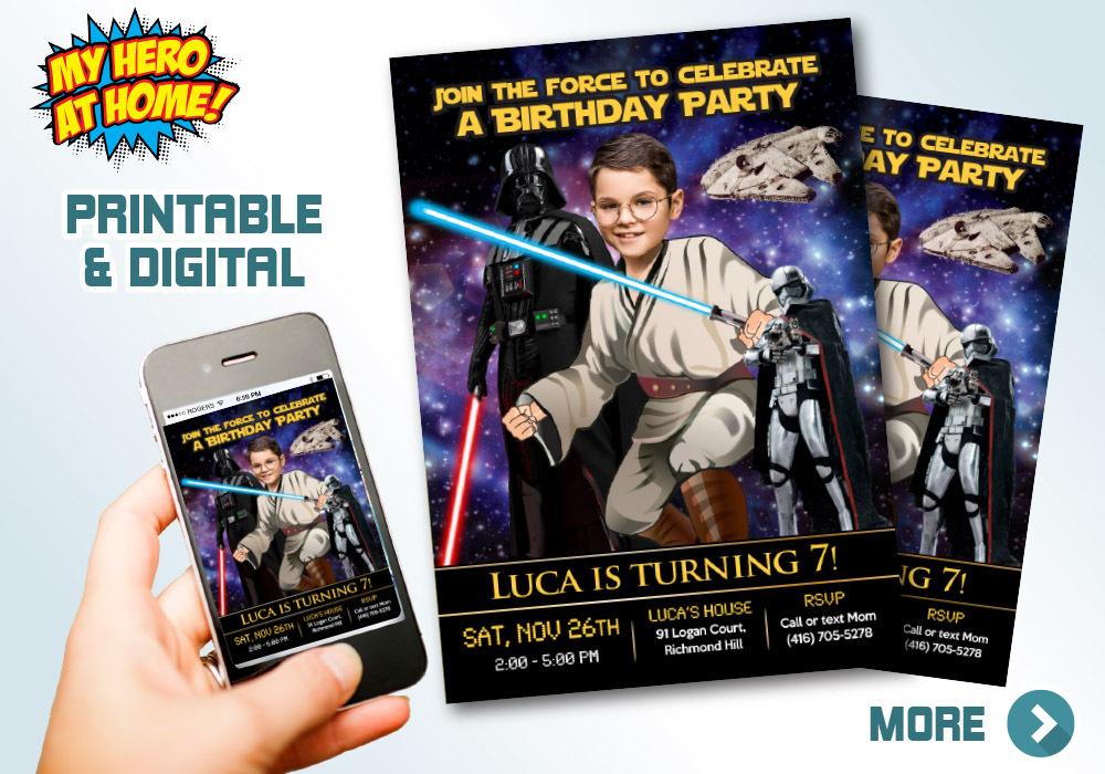 Jedi Birthday Invitation. Star Wars Digital Invitation. Jedi theme party