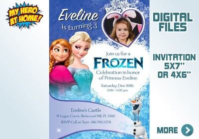 Custom Frozen Photo Invitation. Frozen Thank You. Frozen Digital Invitation. Custom Frozen favor tags. Personalized Frozen theme party. 275C