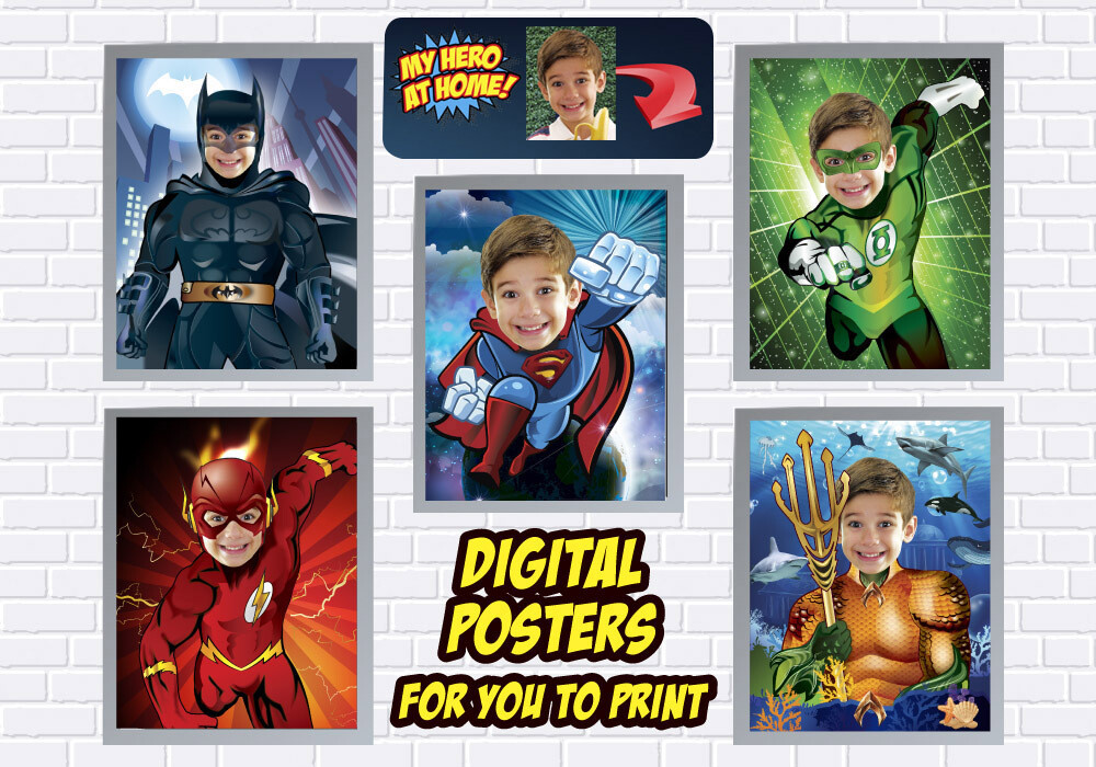 Customs Posters of Superman, Batman, Aquaman, Flash, Green Lantern, Superheroes Wall Decor. 463B