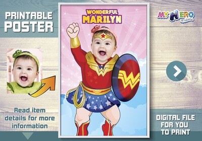 Baby Wonder Woman Poster, Baby Wonder Woman Gift, Baby Wonder Woman Decor, Baby Wonder Woman Nursery. 427