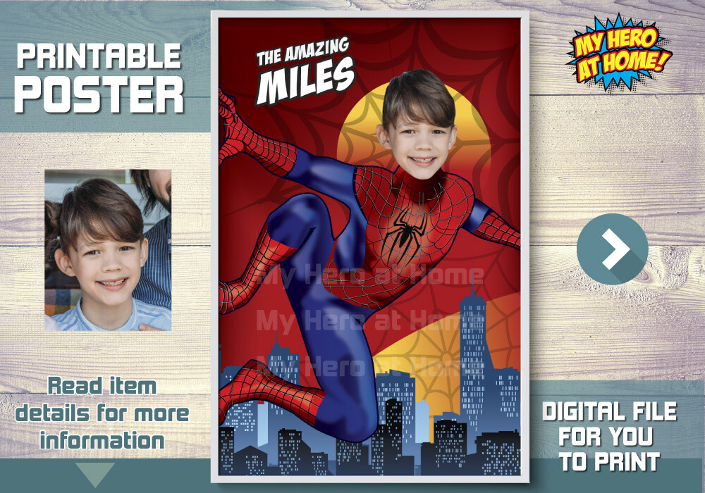 Spiderman Photo Poster, Custom Spiderman Gift, Custom Spiderman Decoration, Spiderman banner. 595