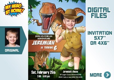 Dinosaurs Photo Invitation, Paleontologist​ photo invitation, Dinosaurs Thank You, Paleontologist theme Party, Dino-Mite birthday 208C