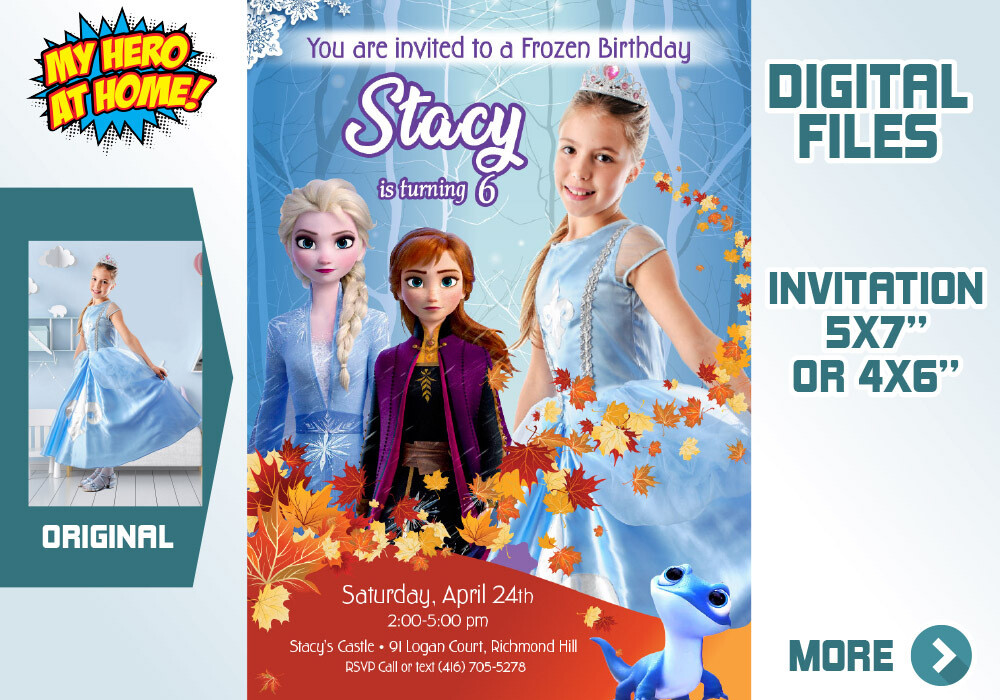 Frozen Photo Invitation. Frozen 2 Invitation with photo. Elsa invitation with photo. My own Elsa Frozen invitation. Frozen thank you. 405C