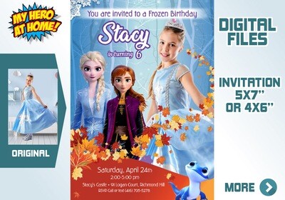 Frozen Photo Invitation. Frozen 2 Invitation with photo. Elsa invitation with photo. My own Elsa Frozen invitation. Frozen thank you. 405C