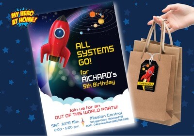 Out of this world invitation, Outer Space invitation, Astronaut Invitation, Astronaut Digital, Astronaut Birthday. 1014