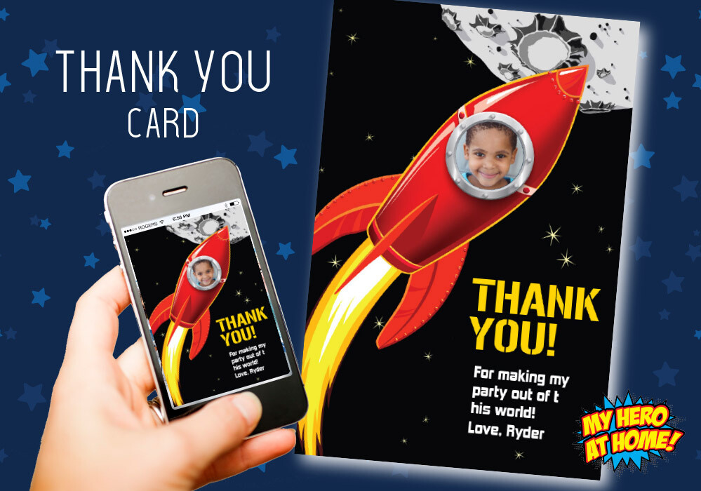Outer Space Thank You with Photo, Astronaut Thank You with Photo, Astronaut theme party, Astronaut favor tag. 1013T