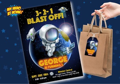 Out of this world invitation, Outer Space invitation, Astronaut Invitation, Astronaut Digital, Astronaut Birthday. 1015