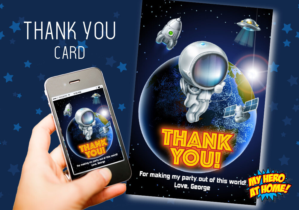 Outer Space Thank You with Photo, Astronaut Thank You with Photo, Astronaut theme party, Astronaut favor tag. 1015T