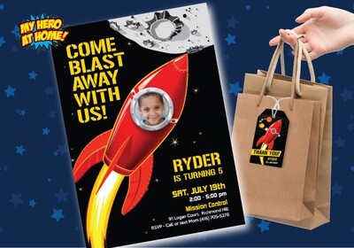 Outer Space invitation, Astronaut Invitation with photo, Out of this world party, Outer Space Digital, Astronaut party invitation. 1013