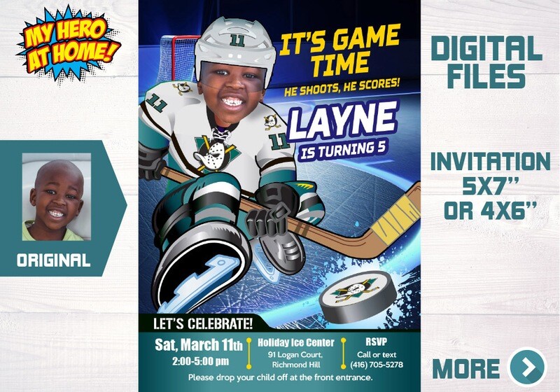 Mighty Ducks Invitation, Mighty Ducks photo invitation, Mighty Ducks Digital Invitation. 336C