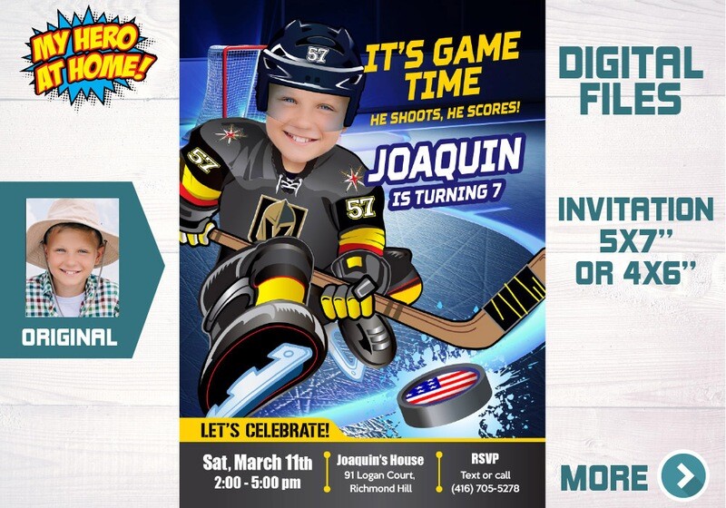 Golden Knights photo invitation, Golden Knights Invitation, Golden Knights party Invitation. 326C