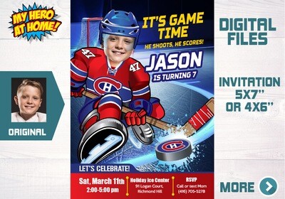 Montreal Canadiens Invitation, Canadiens photo invitation, Canadiens Digital Invitation. 304C