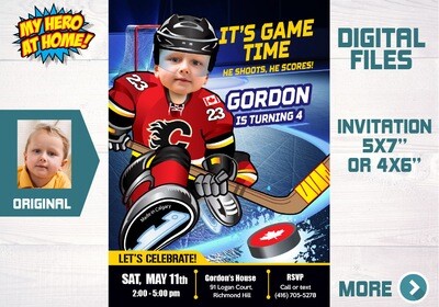Calgary Flames Invitation, Calgary Flames photo invitation, Calgary Flames Digital Invitation. 300C