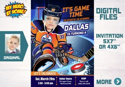 Edmonton Oilers Invitation, Edmonton Oilers photo invitation, Edmonton Oilers Digital Invitation. 331C